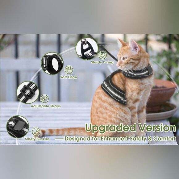 🔹️NIB Black Cat or Dog Reflective Harness & Leash Small - Picture 7 of 16